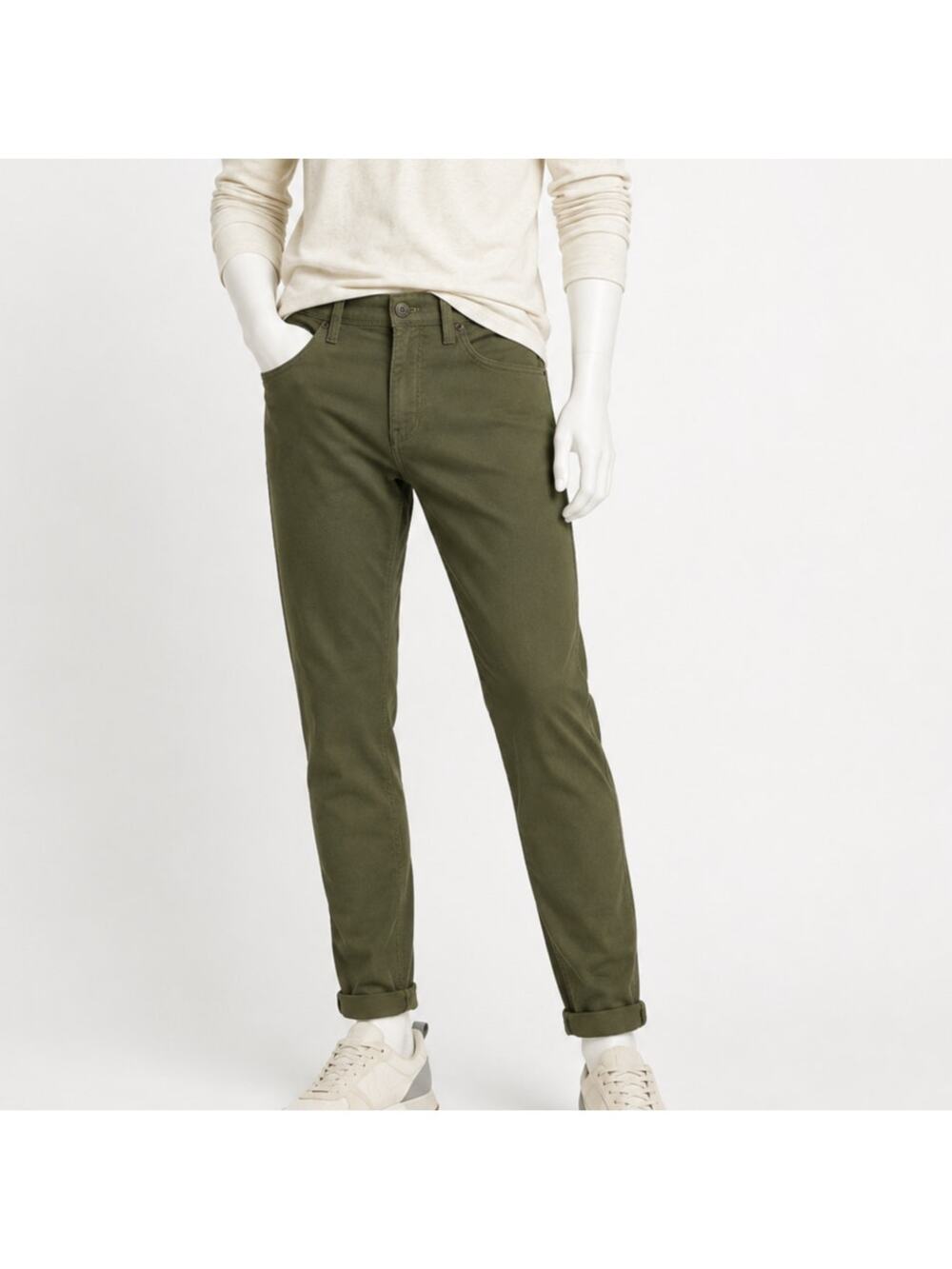 Men's Olive Green Slim Stretch Pants